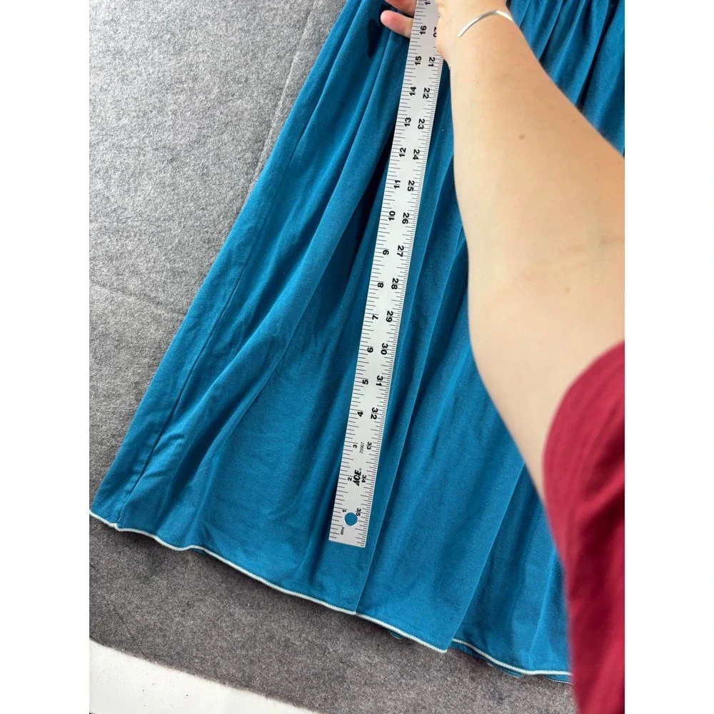 Max Studio Teal Blue Smocked Empire Waist Mini Dress Women XL Aquamarine 00s y2k